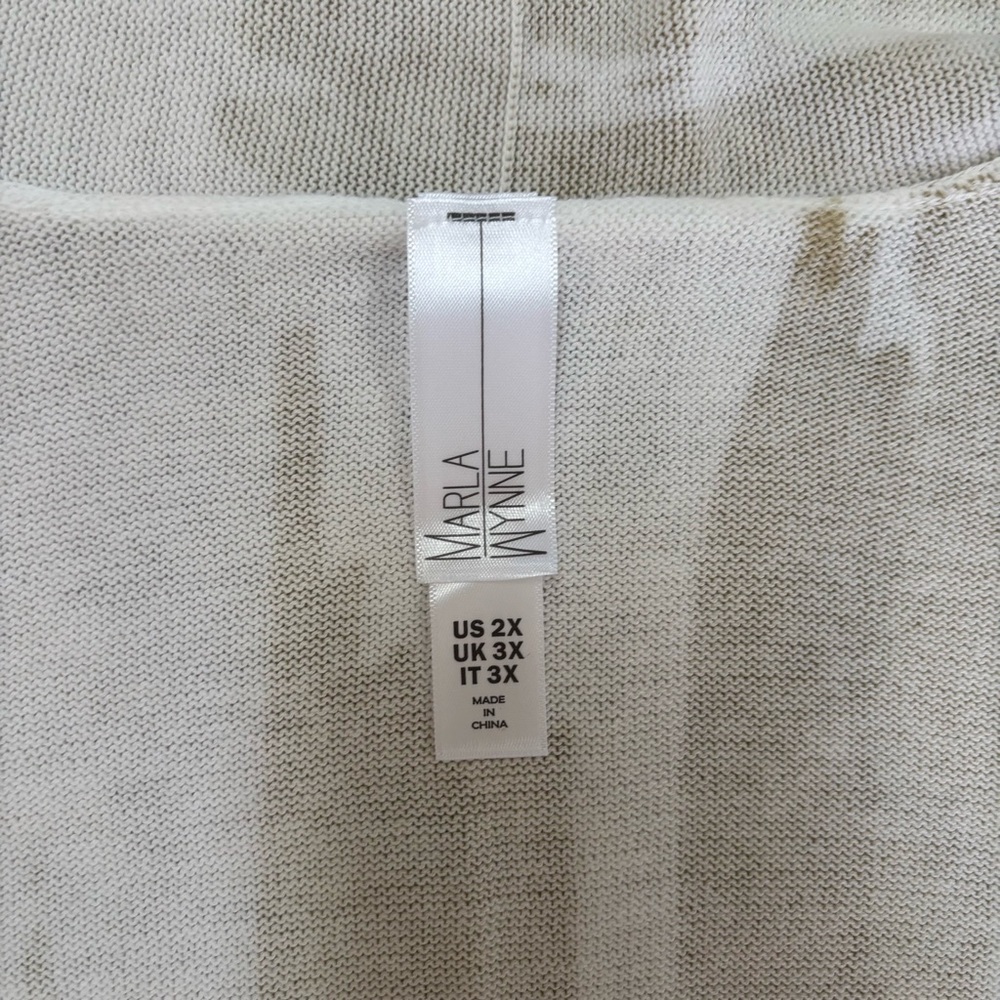 NWOT MarlaWynne 100% Cotton Kimono Cardigan Size 2X Tan Brushstroke Open Front - Picture 2 of 12